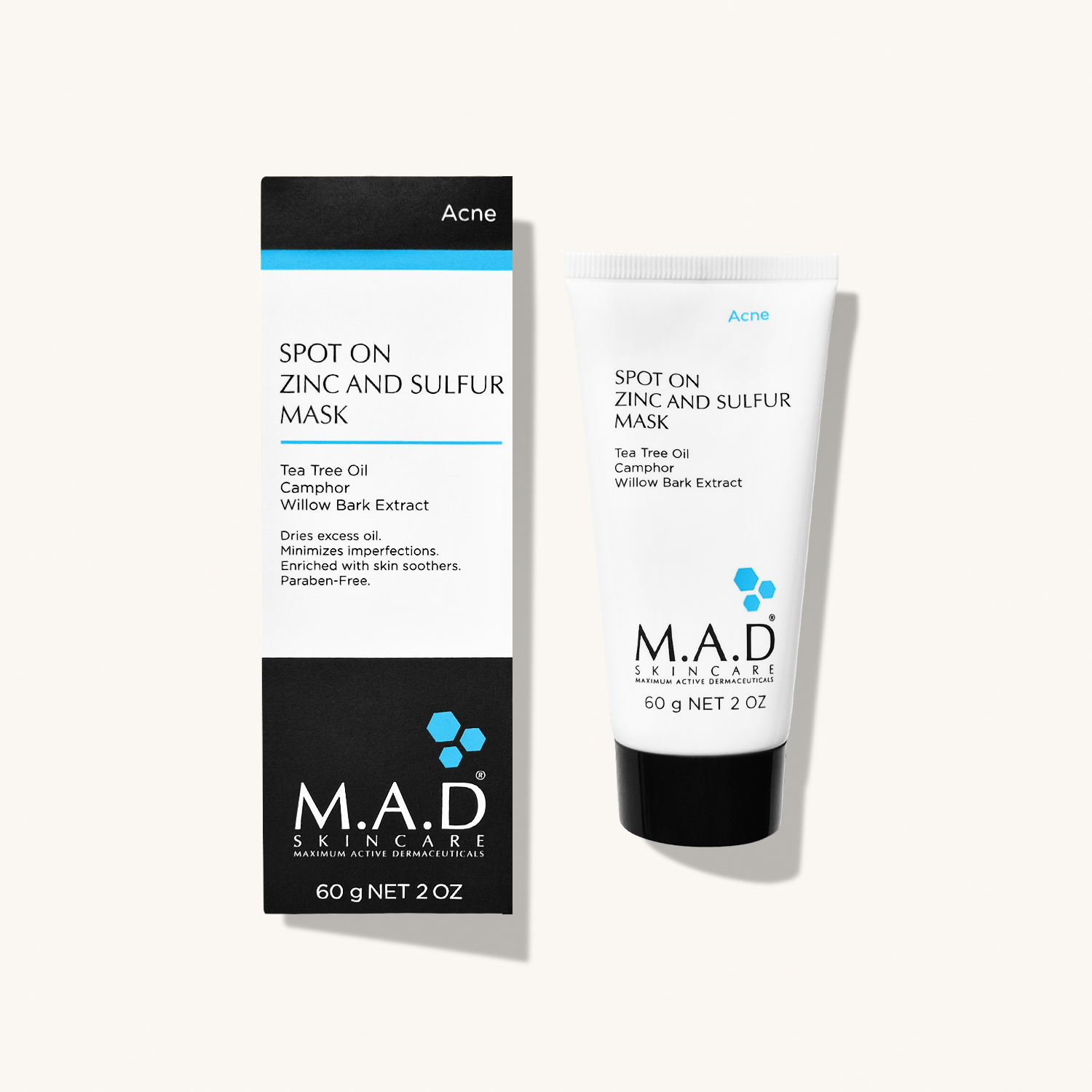 M.A.D SKINCARE Spot On Zinc and Sulfur Mask — Подсушивающая маска с цинком и серой