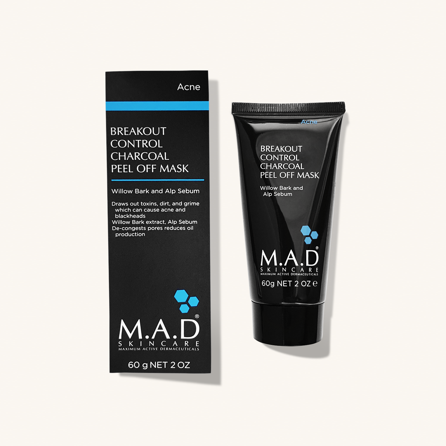 M.A.D SKINCARE Breakout Control Charcoal Black Peel Off Mask — Отшелушивающая маска - пленка PEEL OFF с углем