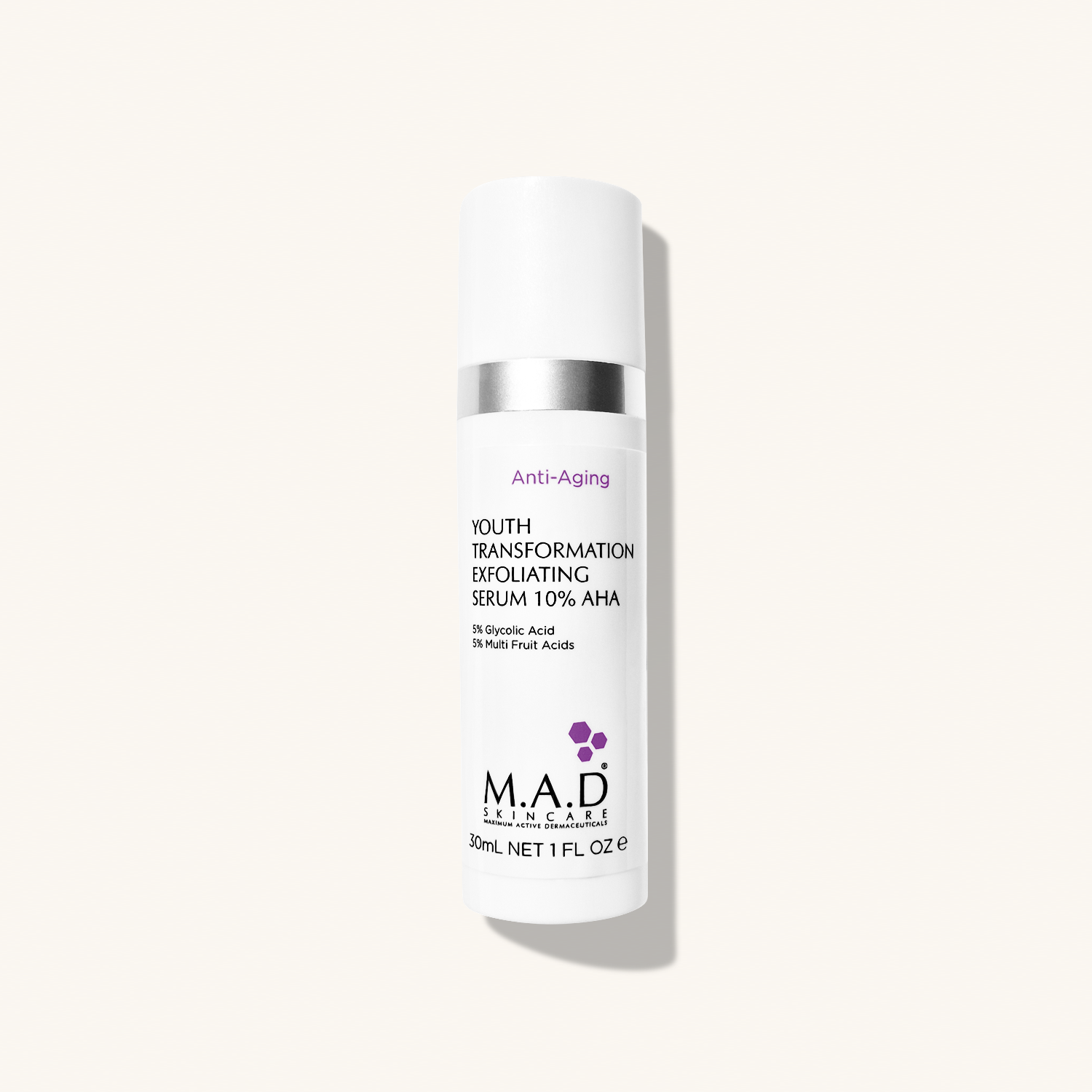 M.A.D SKINCARE Youth Transformation Exfoliating Serum 10% AHA — Омолаживающая и обновляющая сыворотка с 10% AHA - кислотами
