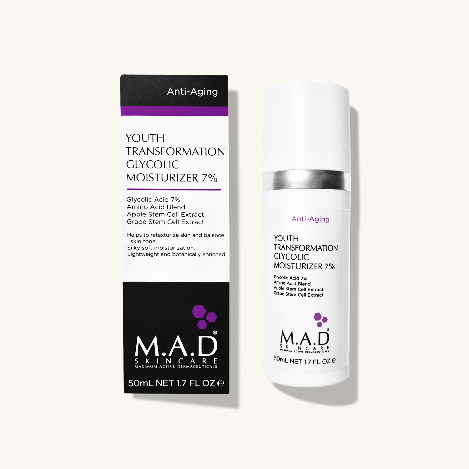 M.A.D SKINCARE Youth Transformation Glycolic Moisturizer 7% — Омолаживающий увлажняющий крем с 7% гликолевой кислотой