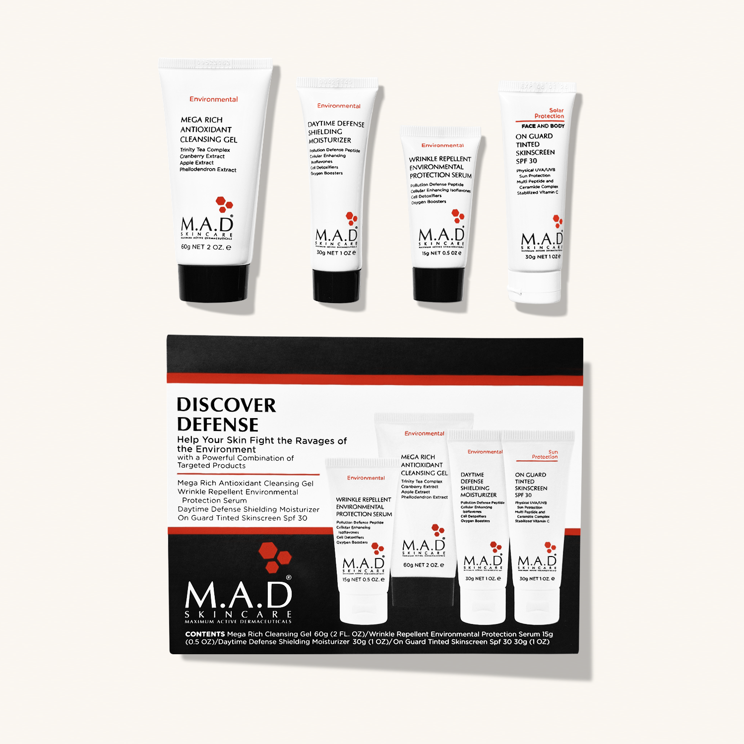 M.A.D SKINCARE Discover Defense Environmental Kit — Дорожный набор препаратов для восстановления и антиоксидантной защиты кожи