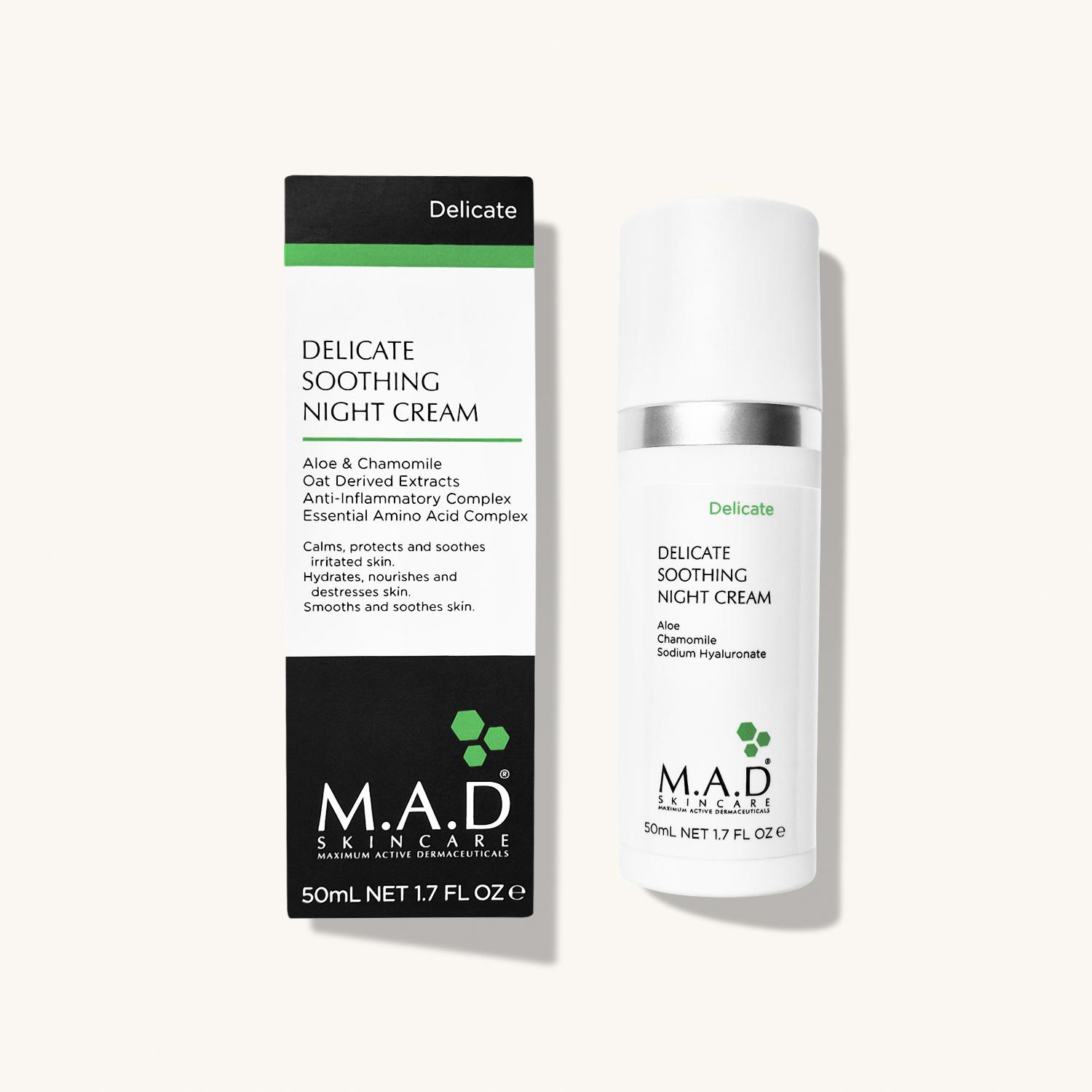 M.A.D SKINCARE Delicate Soothing Night Cream — Успокаивающий ночной крем для ухода за чувствительной кожей