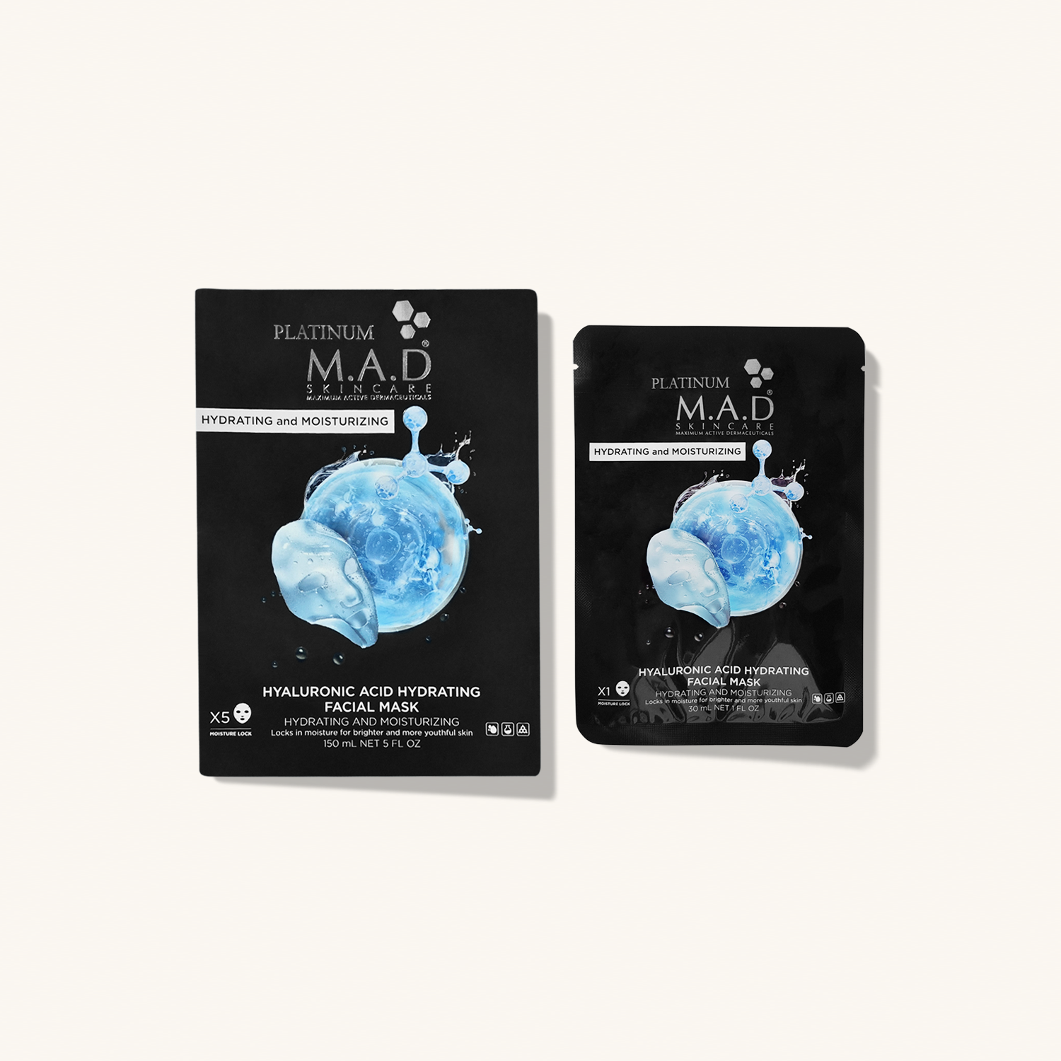 M.A.D SKINCARE Platinum Hyaluronic Acid Hydrating Facial Mask — Восстанавливающая маска - саше Платинум