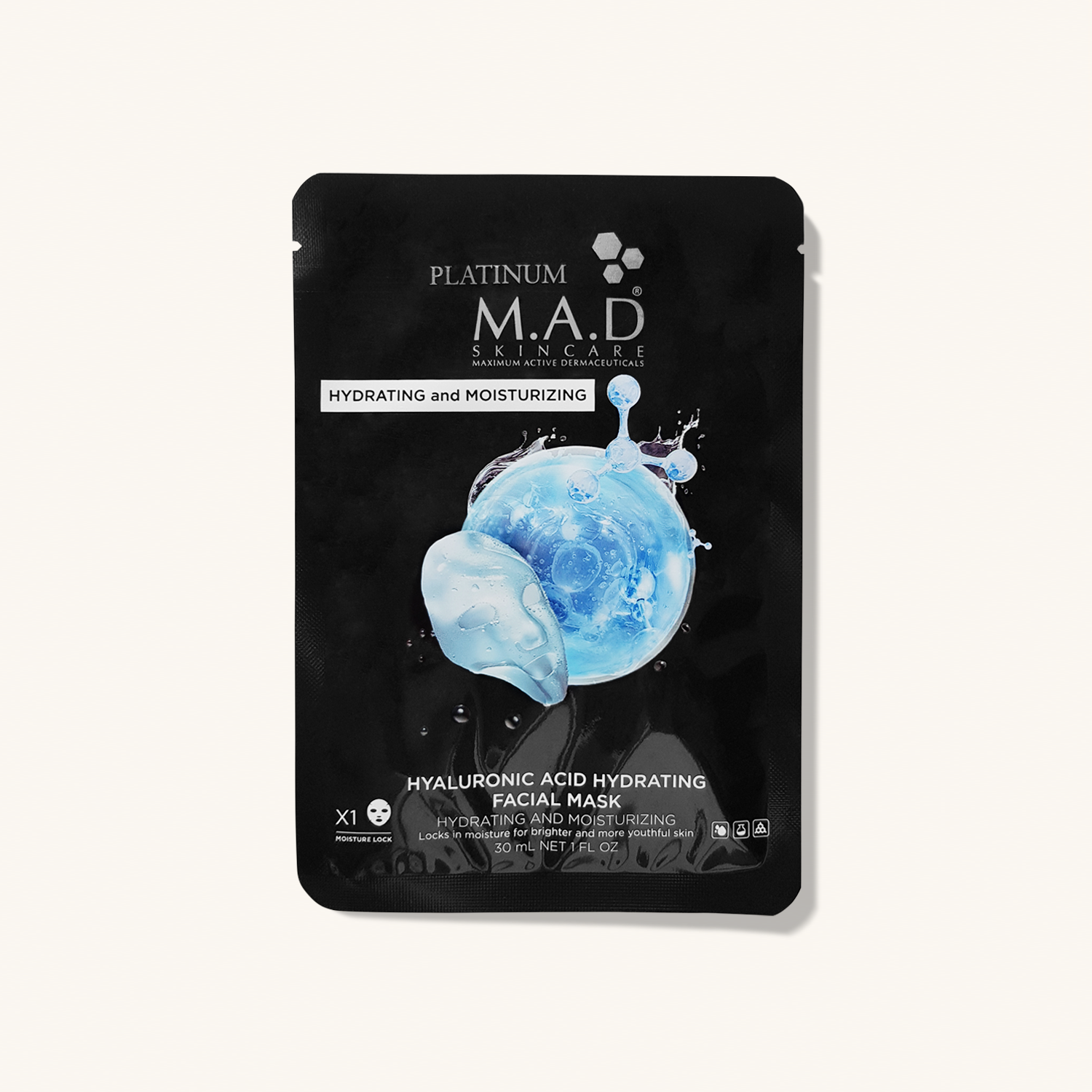 M.A.D SKINCARE Platinum Hyaluronic Acid Hydrating Facial Mask — Восстанавливающая маска - саше Платинум