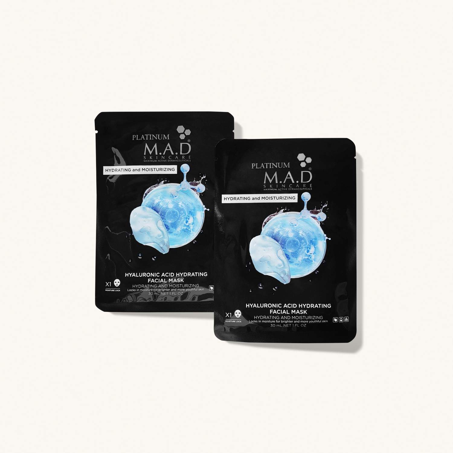 M.A.D SKINCARE Platinum Hyaluronic Acid Hydrating Facial Mask — Восстанавливающая маска - саше Платинум