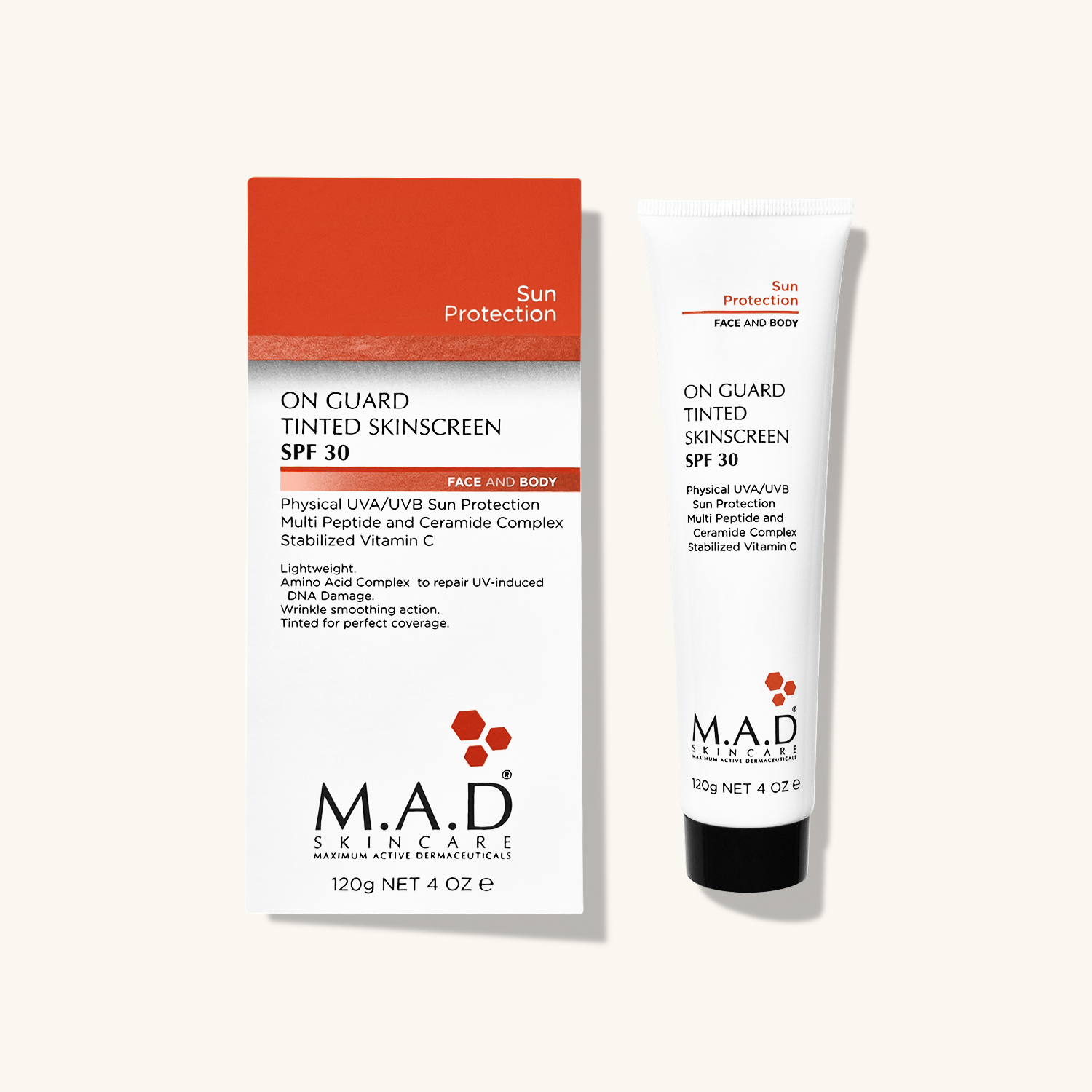 M.A.D SKINCARE On Guard Tinted Skinscreen SPF 30 — Защитный маскирующий крем для лица и тела SPF 30