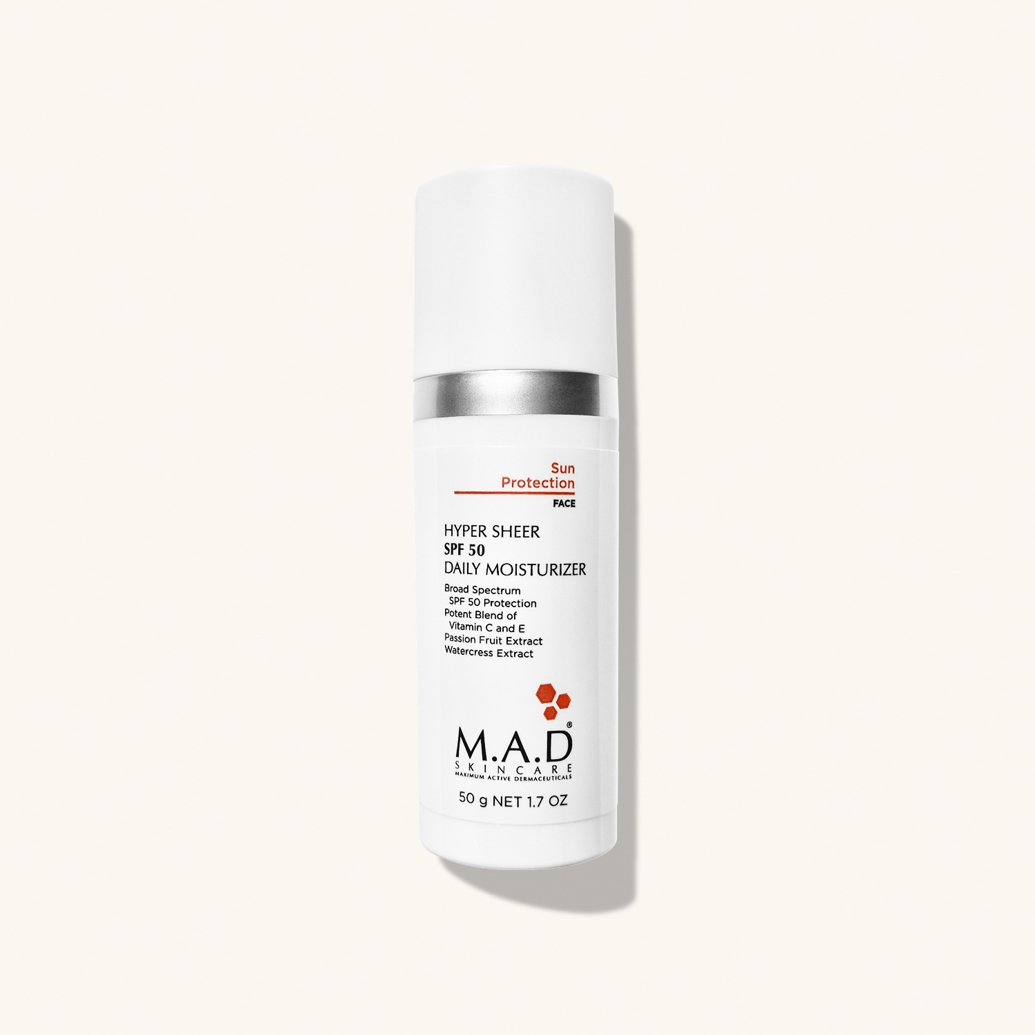 M.A.D SKINCARE Hyper Sheer SPF 50 Daily Moisturizer — Увлажняющий крем - основа под макияж с защитой SPF 50