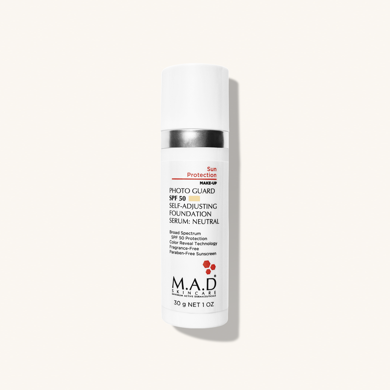 M.A.D SKINCARE Photo Guard SPF 50 Self Adjusting Foundation Serum Neutral — Подстраивающаяся сыворотка - основа под макияж с защитой SPF50 Neutral / Light