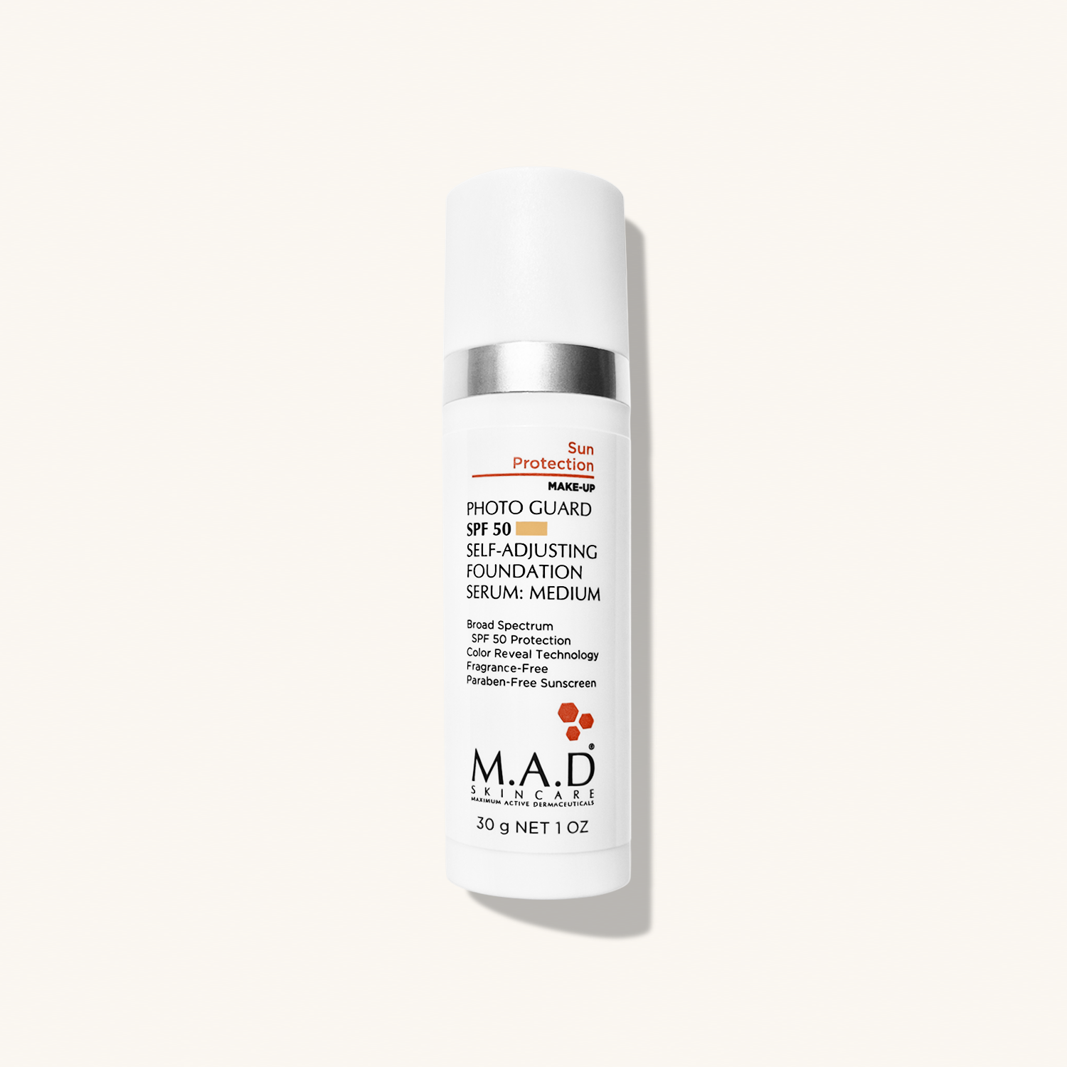 M.A.D SKINCARE Photo Guard SPF 50 Self Adjusting Foundation Serum Medium — Подстраивающаяся сыворотка - основа под макияж с защитой SPF 50 Medium