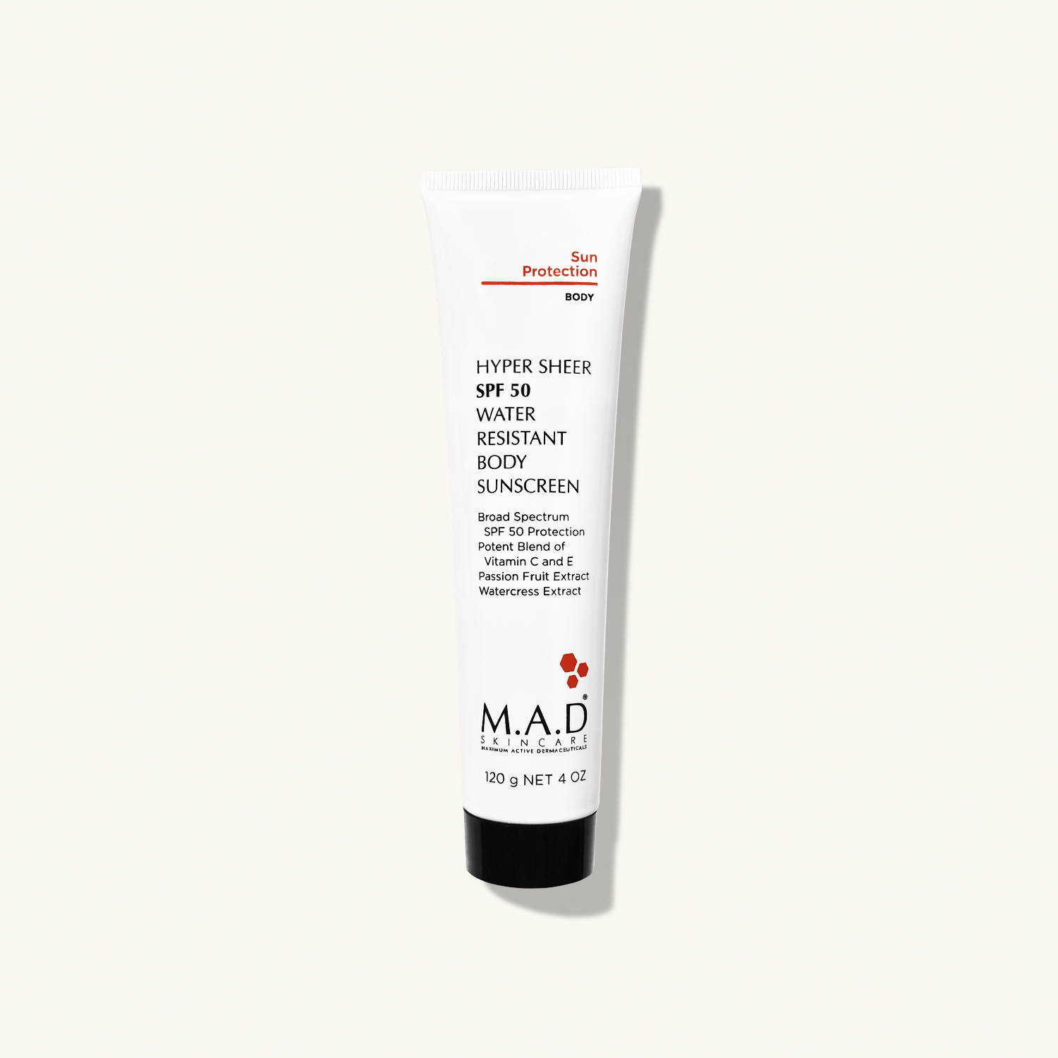 M.A.D SKINCARE Hyper Sheer SPF 50 water Resistant Body Sunscreen — Лосьон для тела водооталкивающий защитный SPF 50