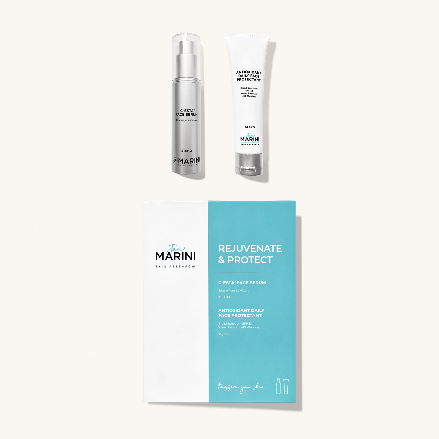 JAN MARINI Rejuvenate & Protect DFP (C - Esta Face Serum + Antioxidant Daily Face Protectant SPF 33) — Набор для ремоделирования кожи с SPF 33