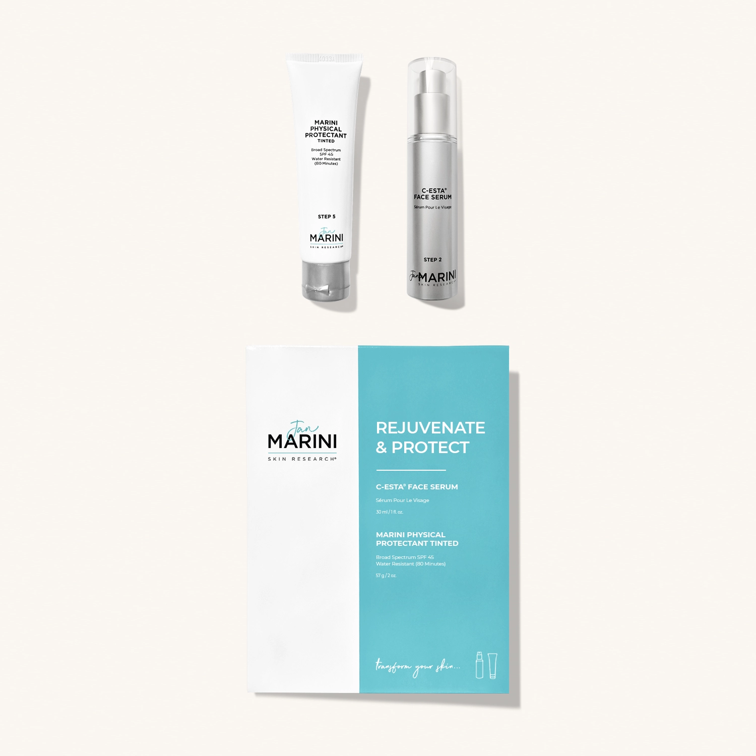 JAN MARINI Rejuvenate & Protect MPP (C - Esta Face Serum + Antioxidant Daily Face Protectant SPF 45) — Набор для ремоделирования кожи с SPF 45